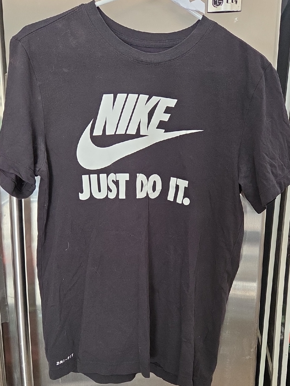 Nike Black T-Shirt with White Swoosh & "Just Do It."